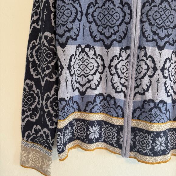 Icelandic Design Sweater Womens MED Wool Blend Zip up Cardigan Knit - Picture 2 of 10
